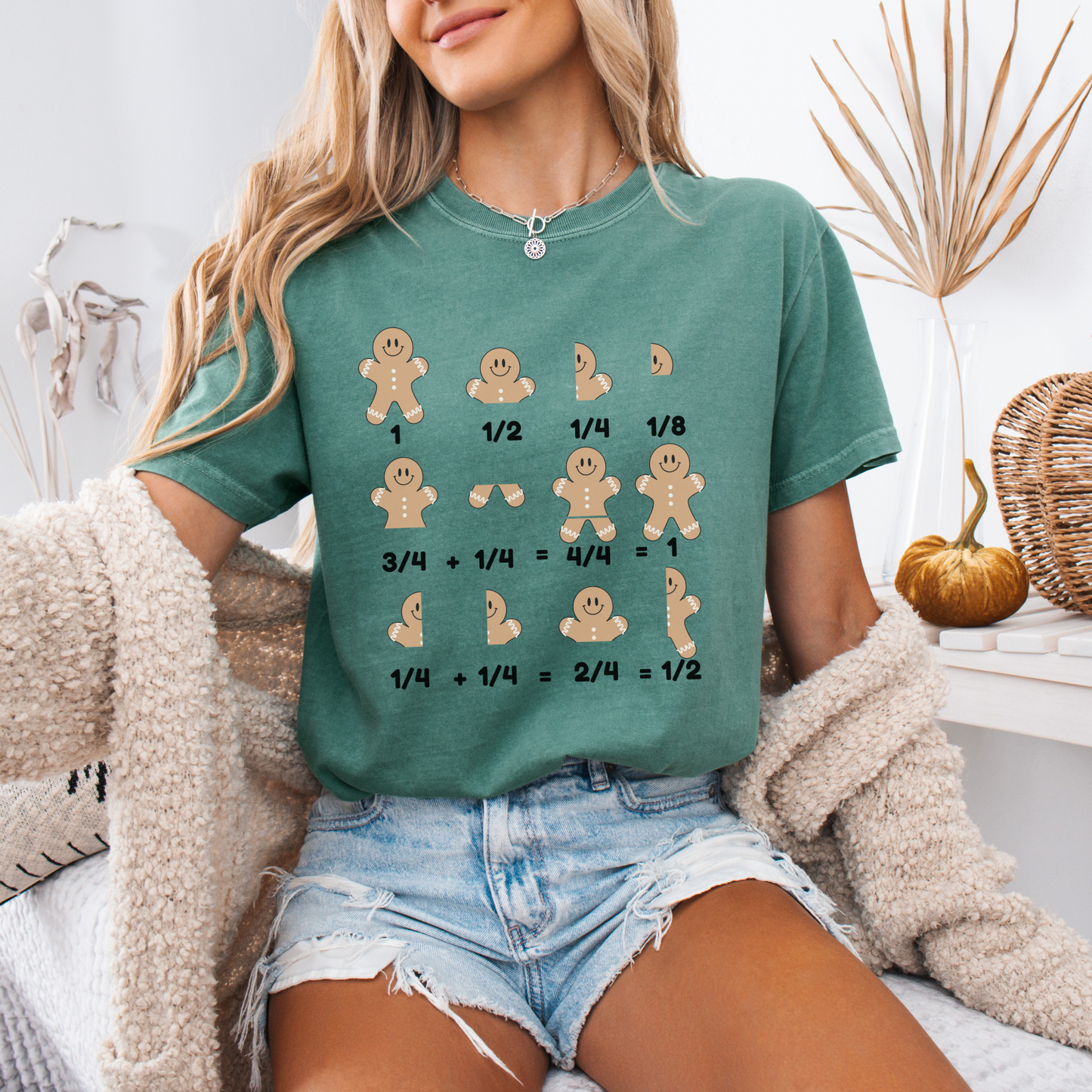 gingerbread math fraction shirt Christmas teacher outfit